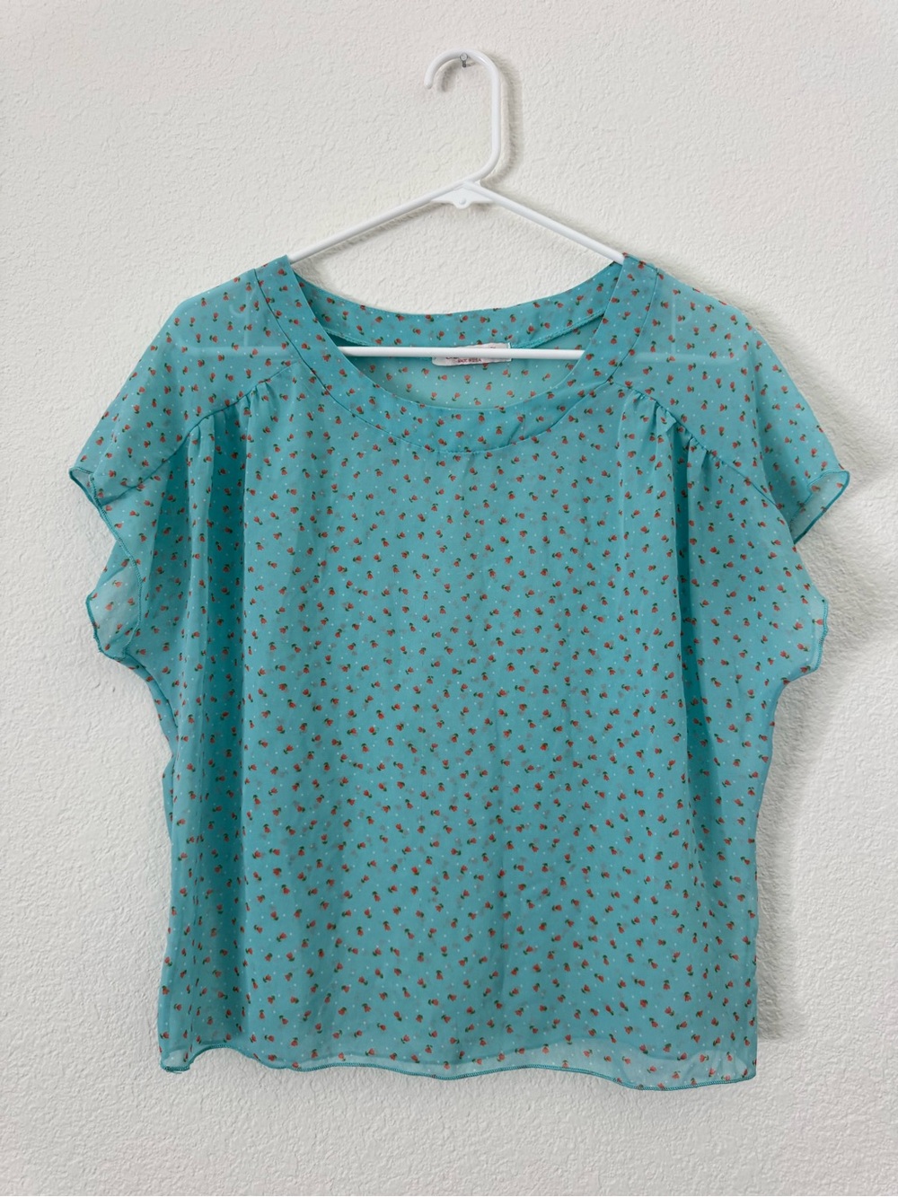 Chris & Carol Teal Floral Cap Sleeve Blouse